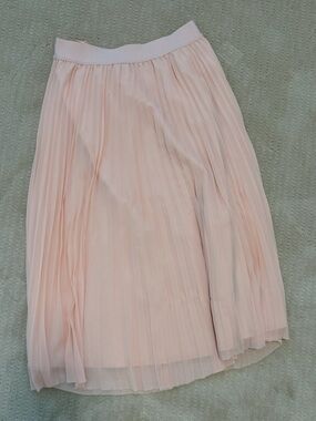 Quince Blush Pleated Chiffon Midi Skirt